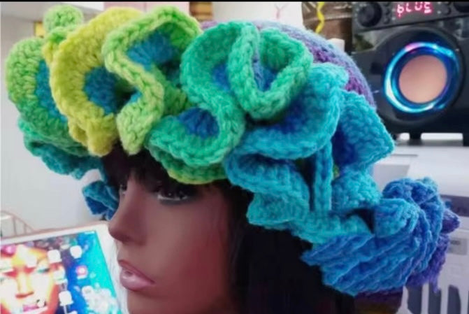 Blue crochet hat