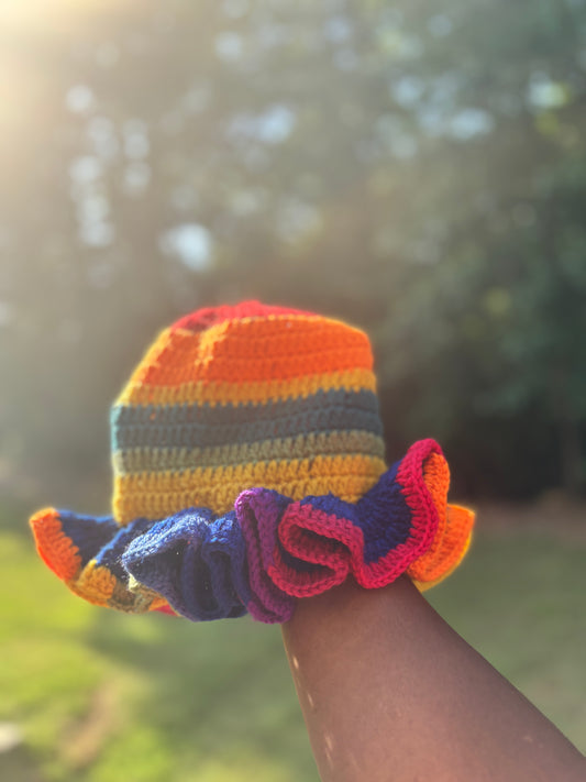 Rainbow crochet hat